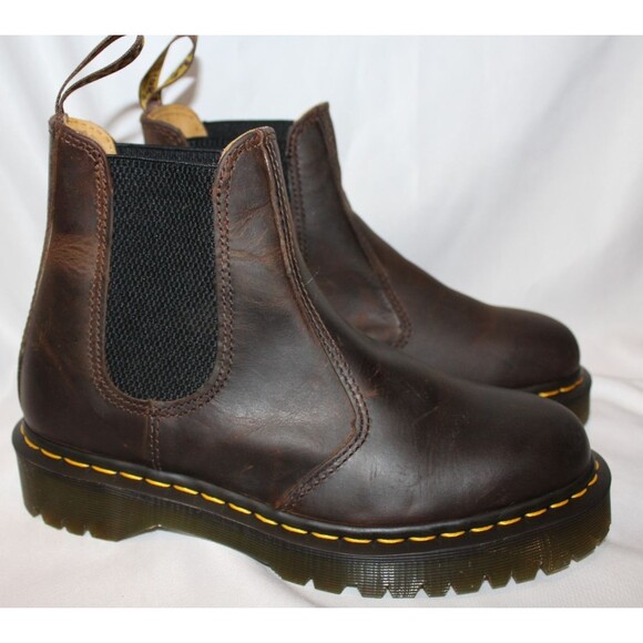 Dr Martens 2976 Chelsea Platform Pull On Boot Dark Brown Crazy Horse Women’s‎ 9 - Picture 2 of 5